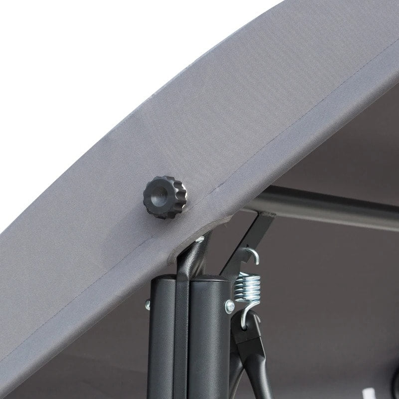 Heavy Duty 3-Seater Mesh Swing Lounger w High Back, Canopy for Outdoor Patio Deck Garden, Grey