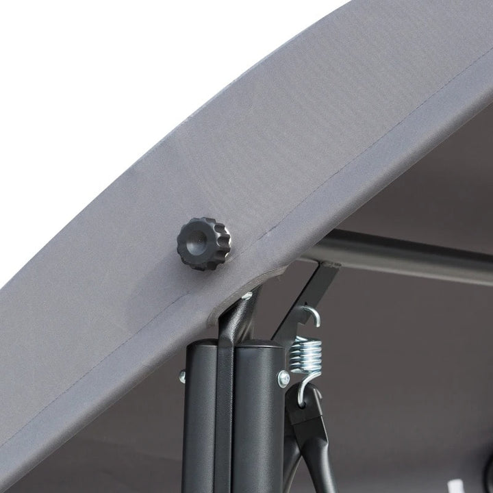 Heavy Duty 3-Seater Mesh Swing Lounger w High Back, Canopy for Outdoor Patio Deck Garden, Grey