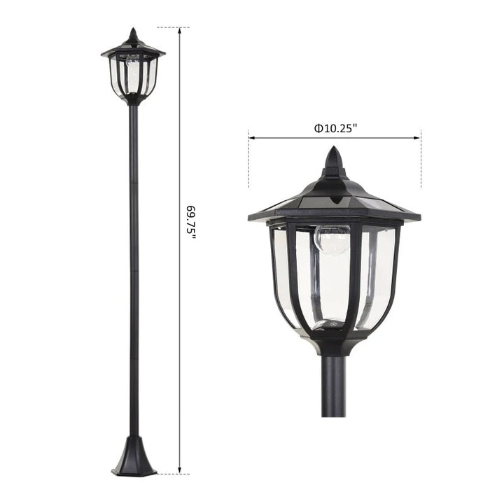 70” Solar LED Automatic Torch Light Lamp Post, 60 Lumens, Water Resistant Outdoor Garden, Black