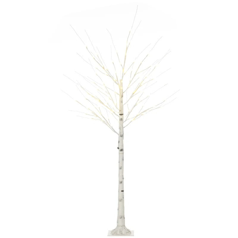 6ft Artificial Birch Tree w Warm White LED Lights Indoor Outdoor Christmas Wedding Decor, White