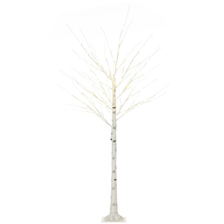 6ft Artificial Birch Tree w Warm White LED Lights Indoor Outdoor Christmas Wedding Decor, White