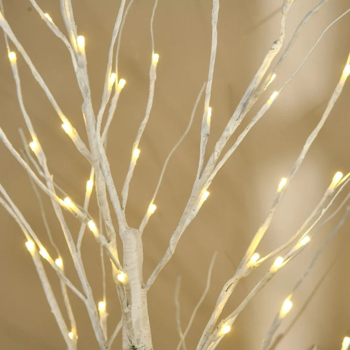 6ft Artificial Birch Tree w Warm White LED Lights Indoor Outdoor Christmas Wedding Decor, White