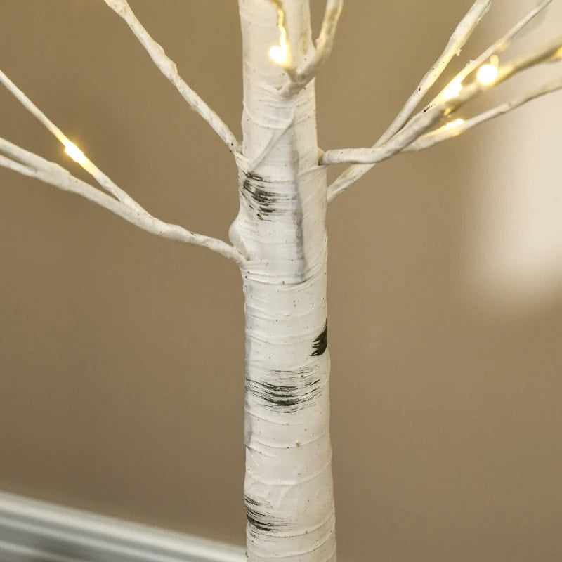 6ft Artificial Birch Tree w Warm White LED Lights Indoor Outdoor Christmas Wedding Decor, White