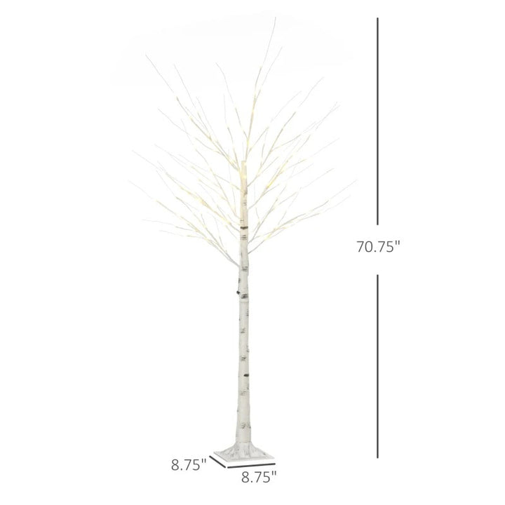 6ft Artificial Birch Tree w Warm White LED Lights Indoor Outdoor Christmas Wedding Decor, White