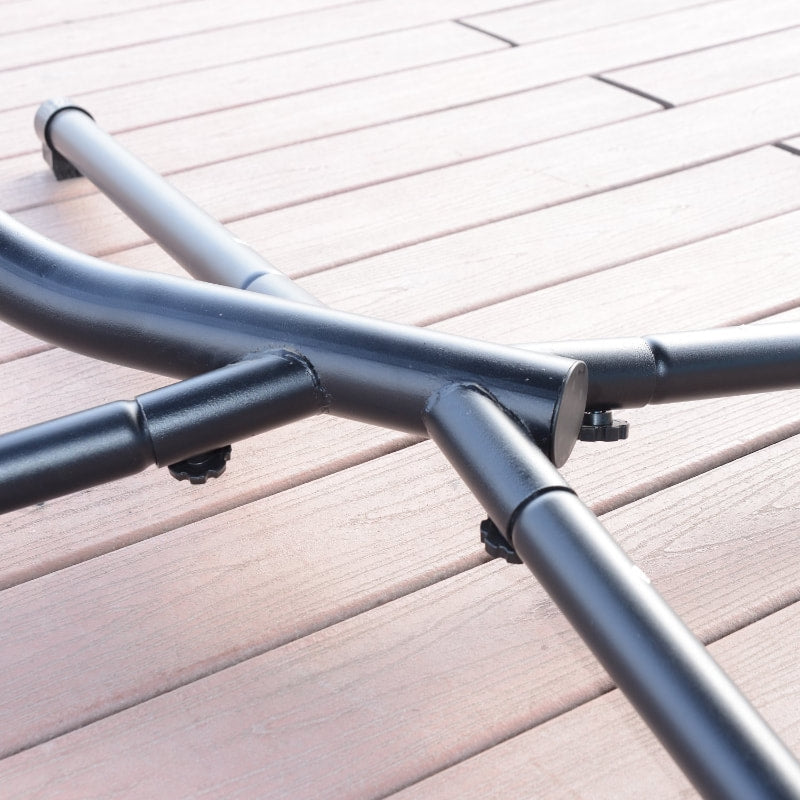 Hanging Padded Swing Hammock Lounge Chaise Chair w Canopy & Stand for Patio Pool Deck, Wine Red