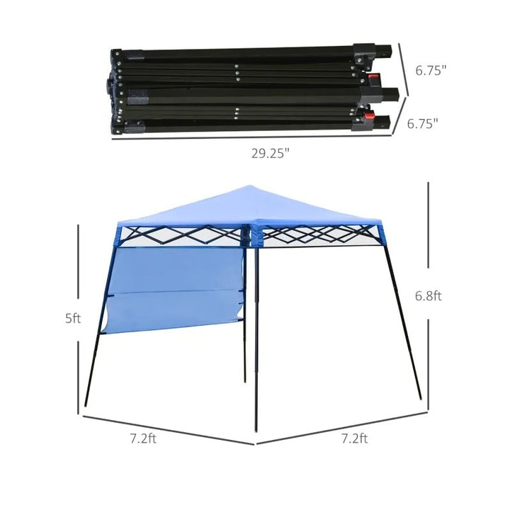 7' x 7' Portable Pop-Up Gazebo Canopy Outdoor Shelter Tent w Wall, Backpack Carry Bag, Blue