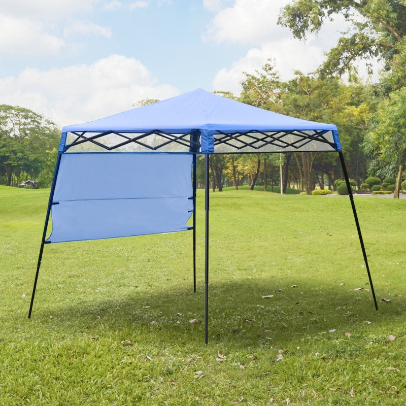 7' x 7' Portable Pop-Up Gazebo Canopy Outdoor Shelter Tent w Wall, Backpack Carry Bag, Blue