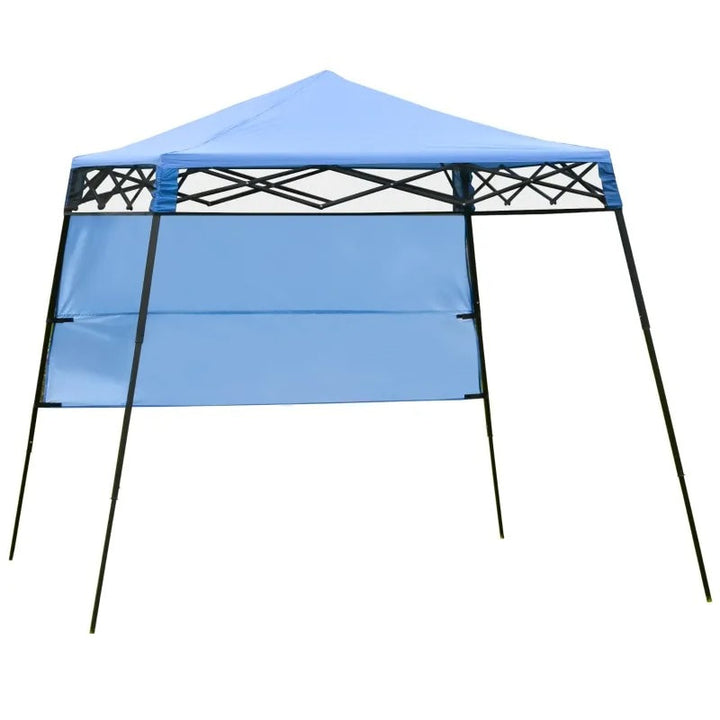 7' x 7' Portable Pop-Up Gazebo Canopy Outdoor Shelter Tent w Wall, Backpack Carry Bag, Blue
