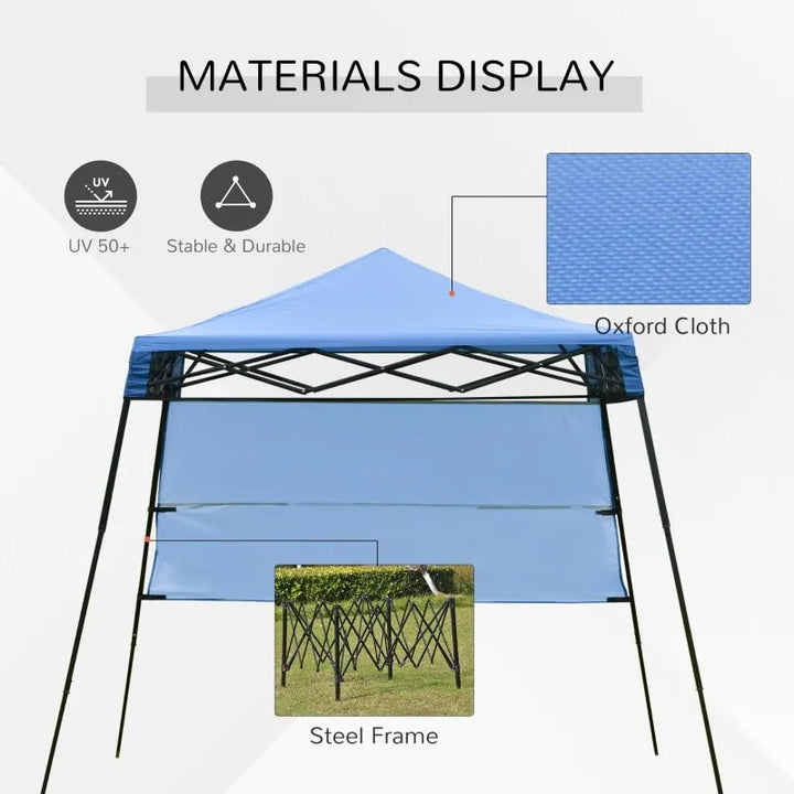7' x 7' Portable Pop-Up Gazebo Canopy Outdoor Shelter Tent w Wall, Backpack Carry Bag, Blue