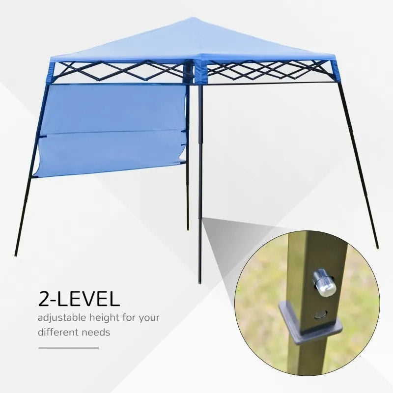 7' x 7' Portable Pop-Up Gazebo Canopy Outdoor Shelter Tent w Wall, Backpack Carry Bag, Blue