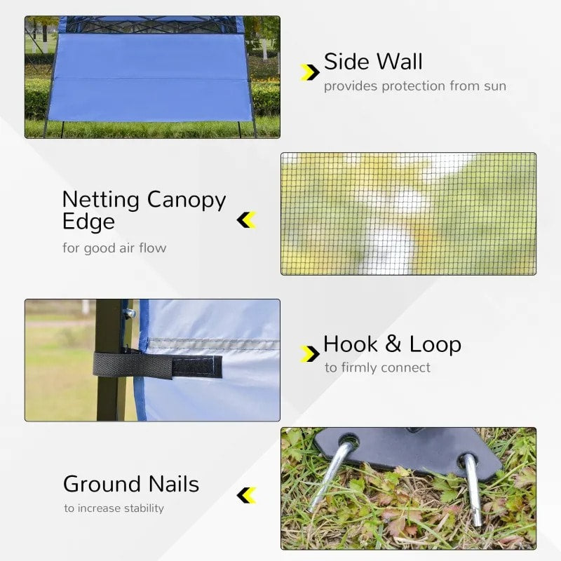 7' x 7' Portable Pop-Up Gazebo Canopy Outdoor Shelter Tent w Wall, Backpack Carry Bag, Blue