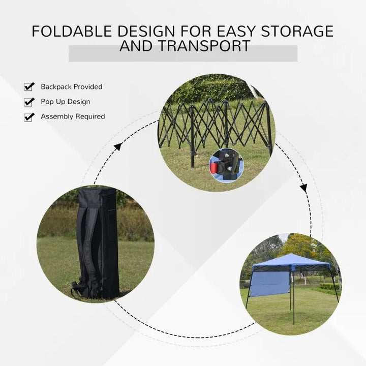 7' x 7' Portable Pop-Up Gazebo Canopy Outdoor Shelter Tent w Wall, Backpack Carry Bag, Blue