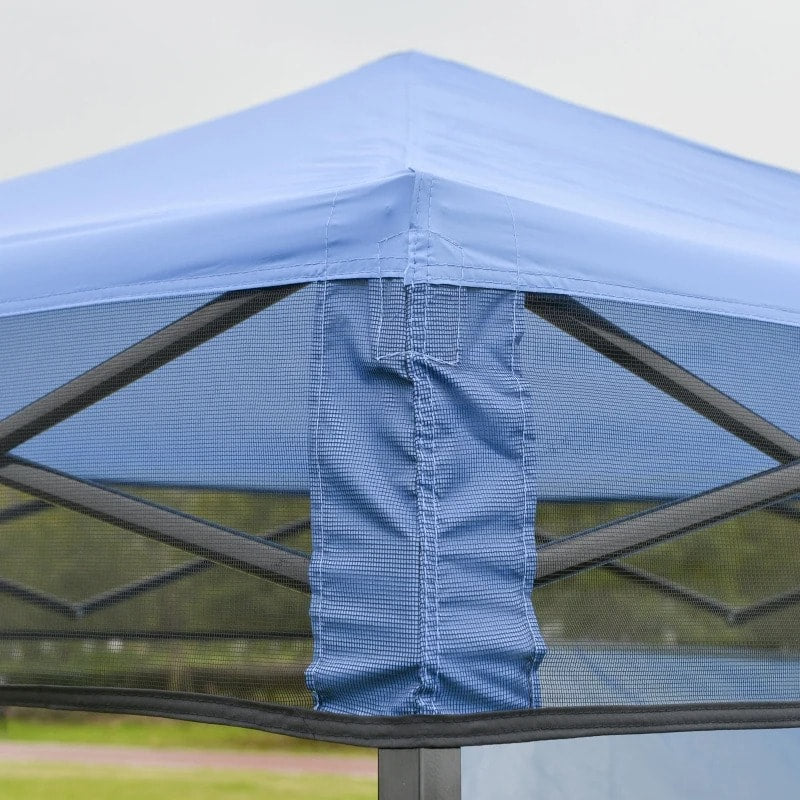 7' x 7' Portable Pop-Up Gazebo Canopy Outdoor Shelter Tent w Wall, Backpack Carry Bag, Blue
