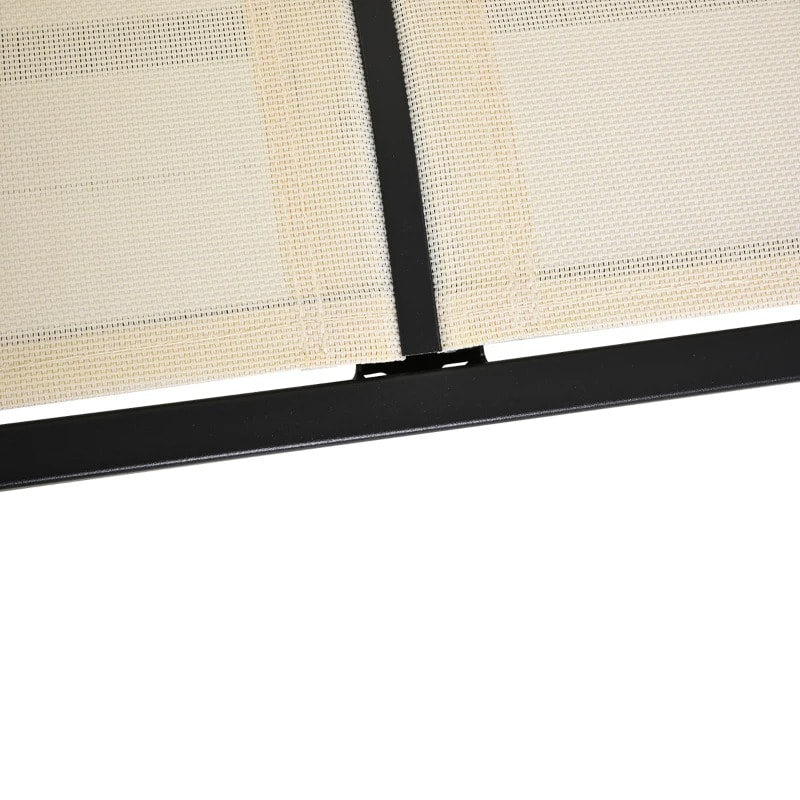 2-Person Steel Loveseat Glider Bench Chair Rocker w Sling Fabric Patio Deck Garden, Cream Beige