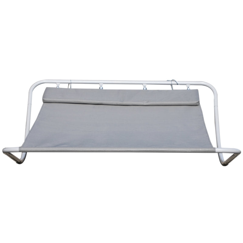 2 Person Double Rocking Sun Lounger Reclined Chaise Hammock w/ Pillow for Patio Pool Deck, Grey