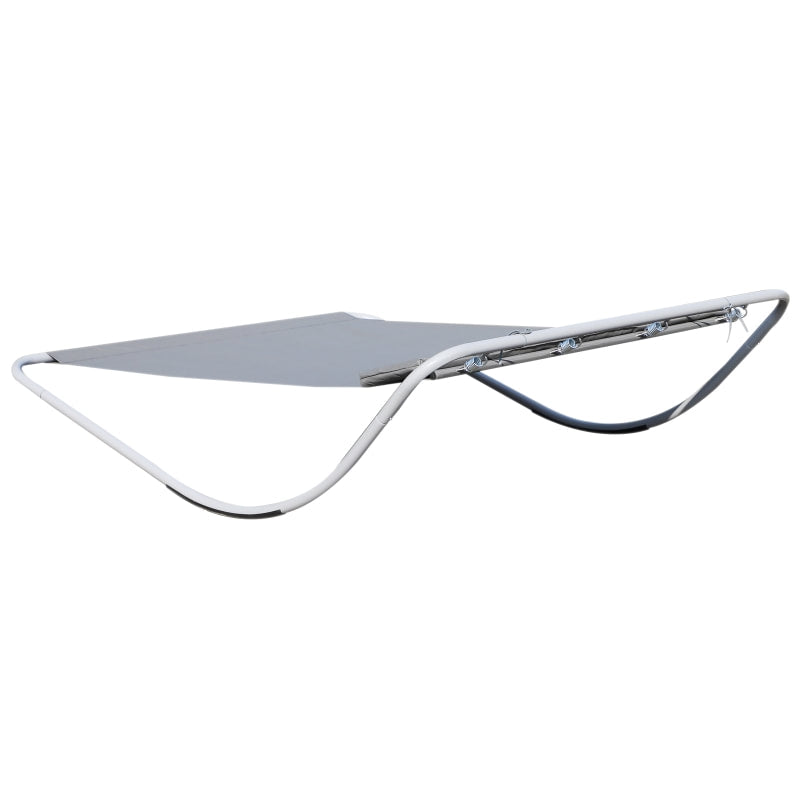 2 Person Double Rocking Sun Lounger Reclined Chaise Hammock w/ Pillow for Patio Pool Deck, Grey