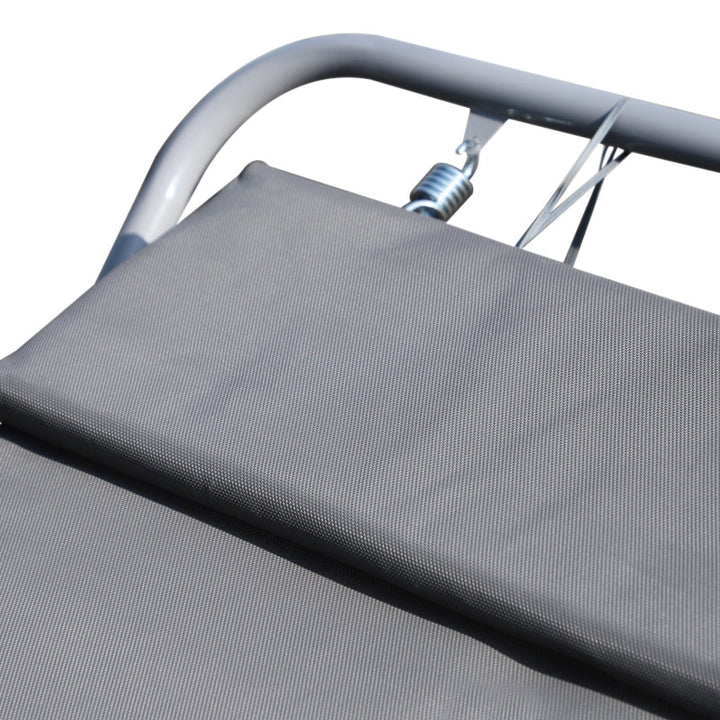 2 Person Double Rocking Sun Lounger Reclined Chaise Hammock w/ Pillow for Patio Pool Deck, Grey