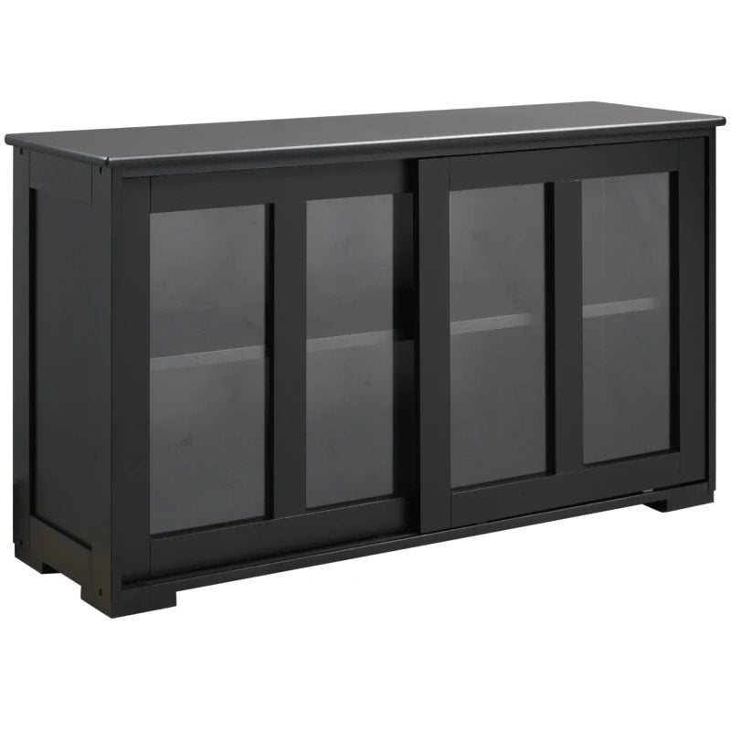 Sideboard Buffet Storage Display Cabinet TV Stand w Sliding Doors, Kitchen Dining Living, Black
