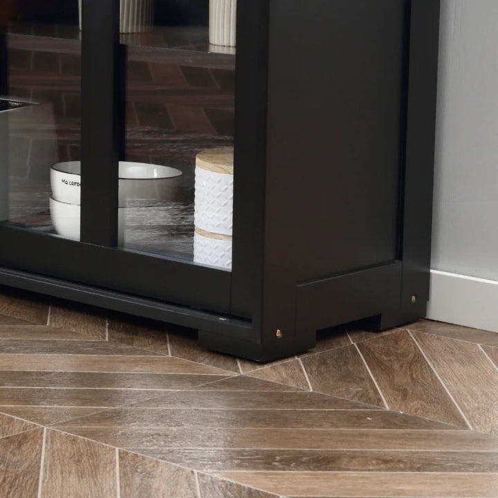 Sideboard Buffet Storage Display Cabinet TV Stand w Sliding Doors, Kitchen Dining Living, Black