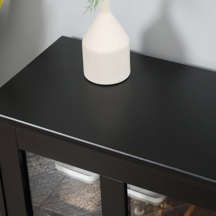 Sideboard Buffet Storage Display Cabinet TV Stand w Sliding Doors, Kitchen Dining Living, Black