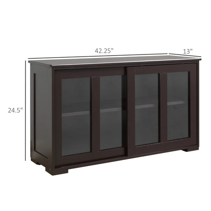 Sideboard Buffet Storage Display Cabinet TV Stand w Sliding Doors, Kitchen Dining Living, Brown