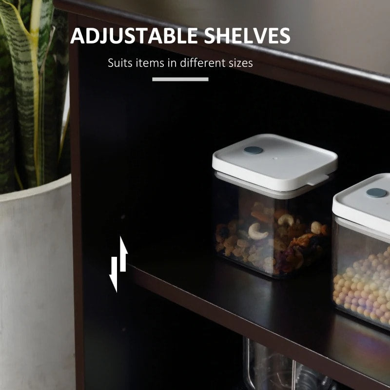 Sideboard Buffet Storage Display Cabinet TV Stand w Sliding Doors, Kitchen Dining Living, Brown