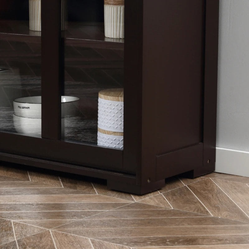 Sideboard Buffet Storage Display Cabinet TV Stand w Sliding Doors, Kitchen Dining Living, Brown