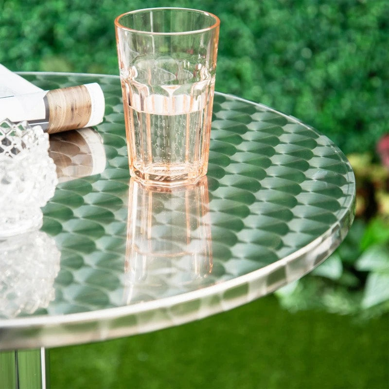 Aluminum High Top Bar Height Adjustable Pub Cafe Table for Indoor Outdoor Dining Patio, Chrome