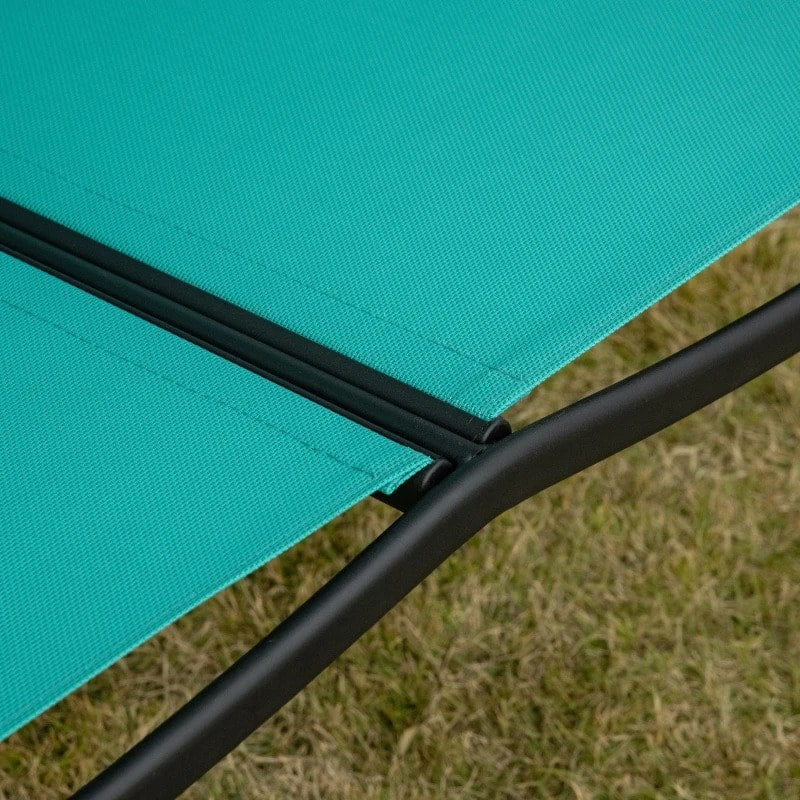 Outdoor 2-Seater Mesh Swing Lounger w/ Adjustable Canopy for Patio Deck Garden, Teal Blue Green