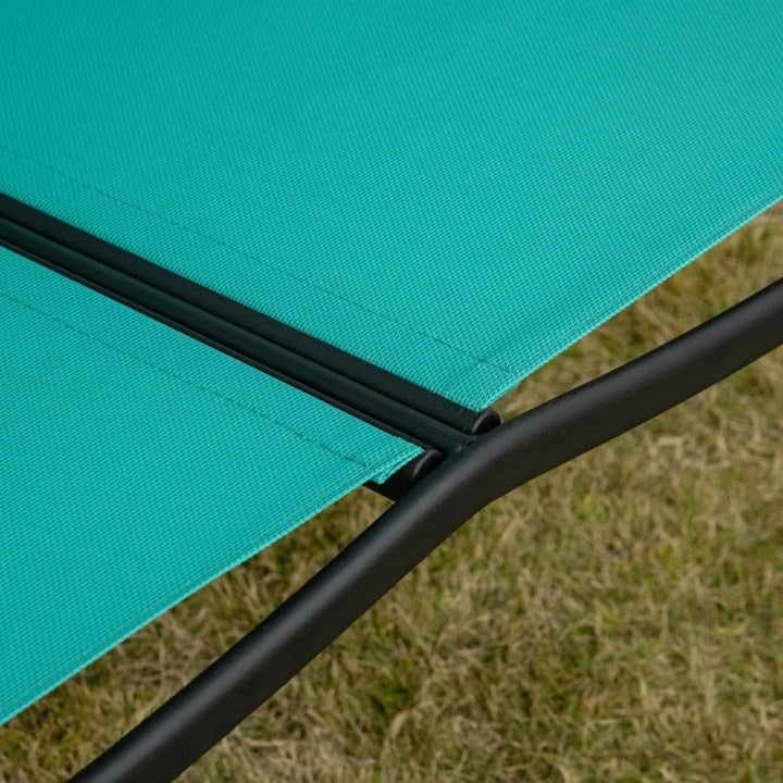 Outdoor 2-Seater Mesh Swing Lounger w/ Adjustable Canopy for Patio Deck Garden, Teal Blue Green