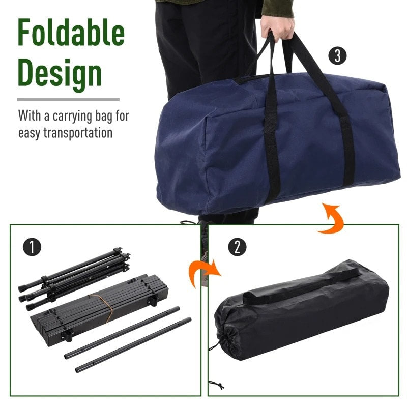 20.5" Portable Aluminum Picnic Camp Table Set w 4 Folding Chairs, Bag, Outdoor Dining BBQ, Blue