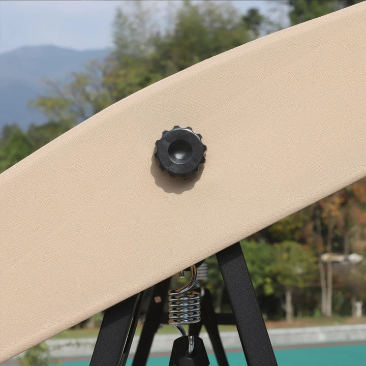 Outdoor 2-Seater Porch Swing Lounger w Canopy, Thick Cushions, Patio Deck Balcony Garden, Beige