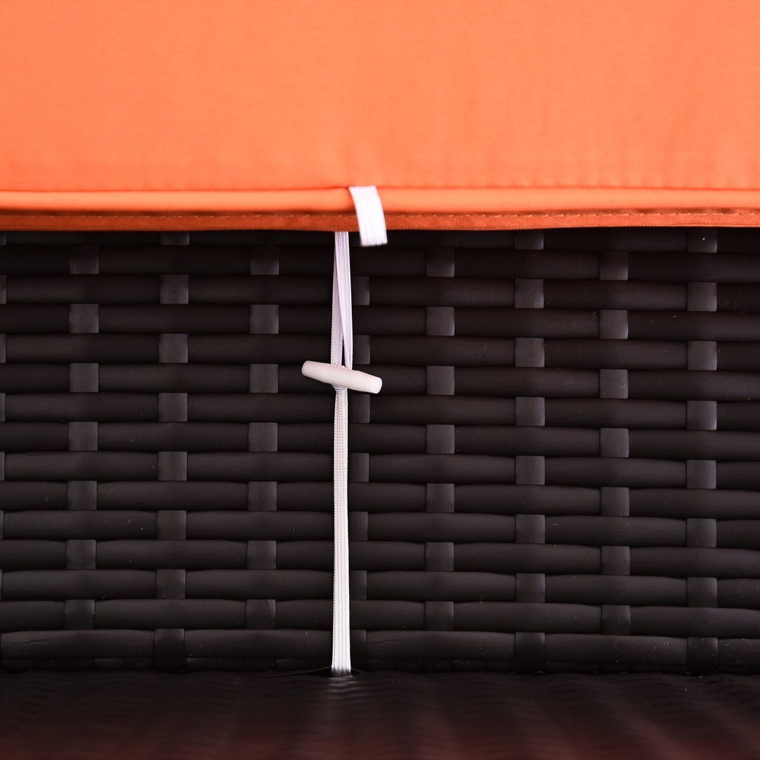 7pc PE Rattan Wicker Sectional Conversation Furniture Set w/ Cushions Deck Patio, Brown, Orange