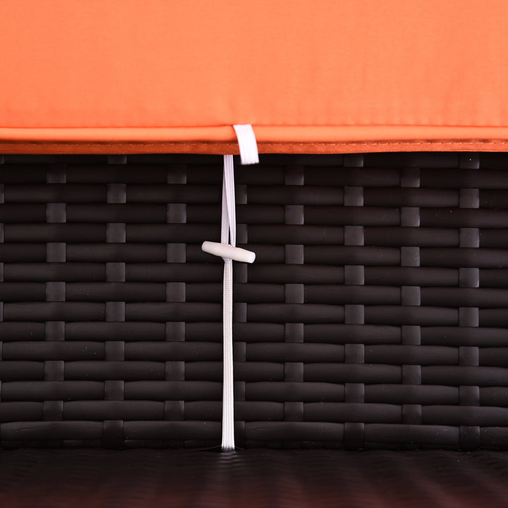 7pc PE Rattan Wicker Sectional Conversation Furniture Set w/ Cushions Deck Patio, Brown, Orange