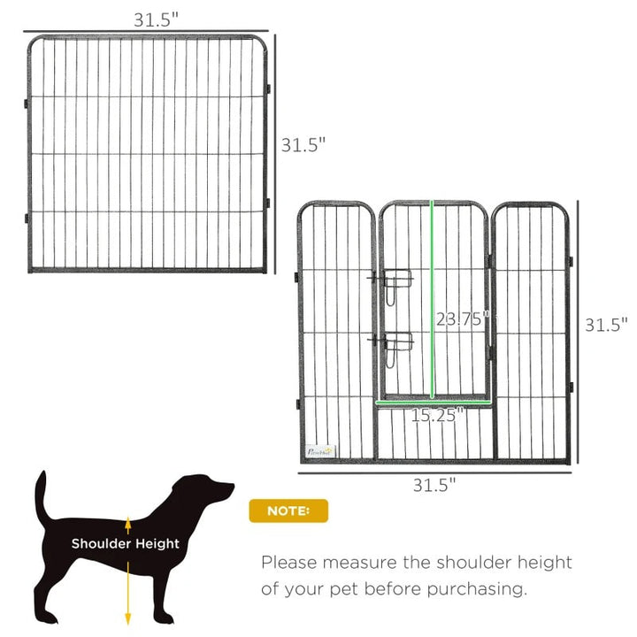 16-Panel 31.5” Pet Play Pen Exercise Fence Enclosure w 2 Doors for Small to Medium Dog, Grey