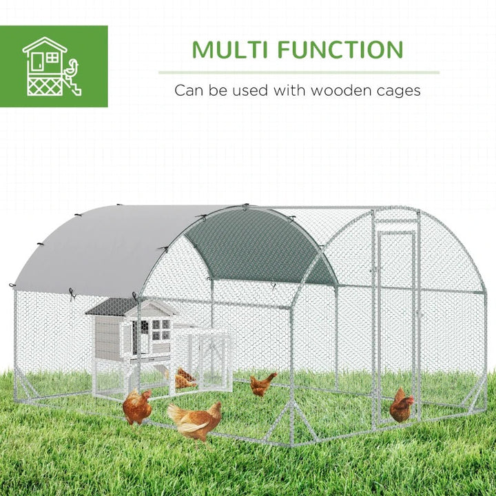 9' x 12.5' x 6.5' Galvanized Walk In Chicken Coop Cage Hen Poultry Fenced Shelter Outdoor Yard