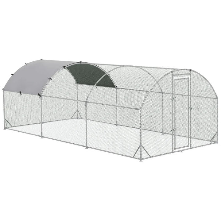 9' x 18.7' x 6.5' Galvanized Walk In Chicken Coop Cage Hen Poultry Fenced Shelter Outdoor Yard
