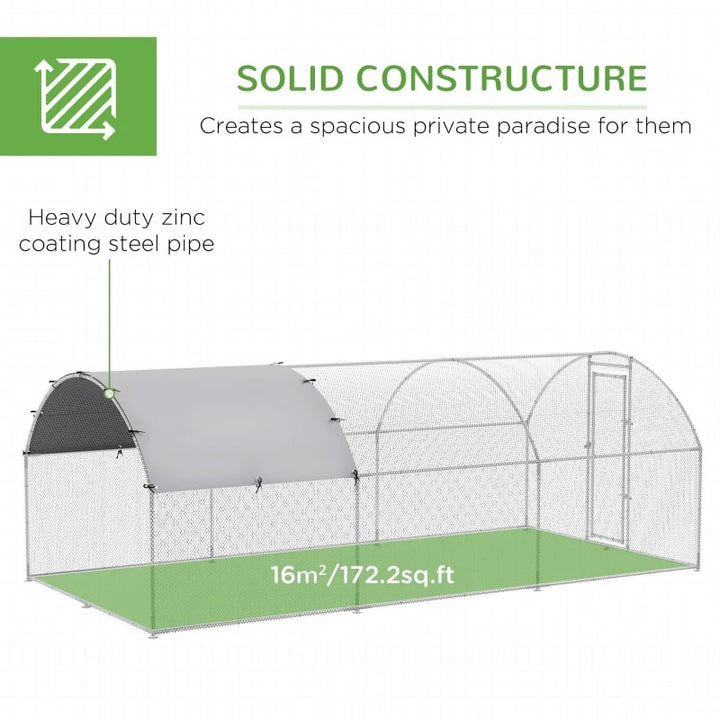 9' x 18.7' x 6.5' Galvanized Walk In Chicken Coop Cage Hen Poultry Fenced Shelter Outdoor Yard