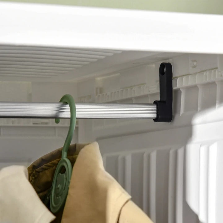 Folding Portable Wardrobe Closet Storage Organizer Armoire w Clothes Rods, Dorm Bedroom, White