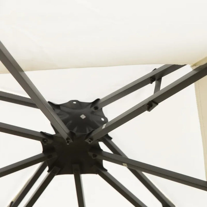 10' x 10' Steel Gazebo Canopy Shelter, Tiered Fabric Roof, Leaf Design, Patio Deck, Cream White