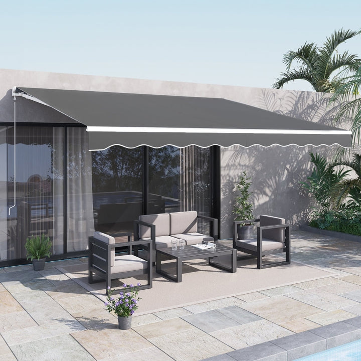 13 x 10 ft Electric Retractable Awning Sun Shade Canopy w Remote, Aluminum for Patio Deck, Grey