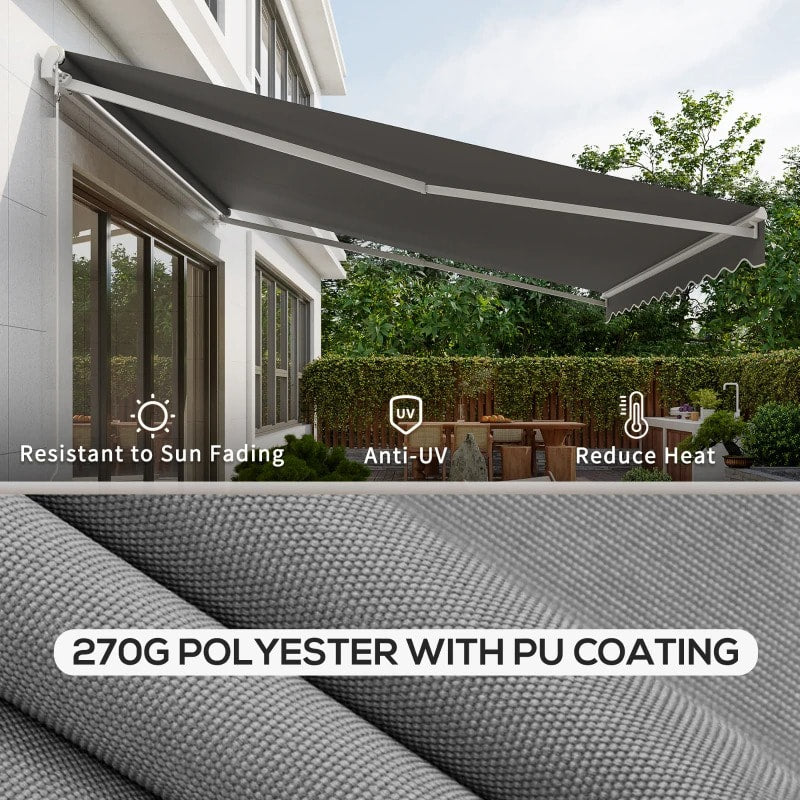 13 x 10 ft Electric Retractable Awning Sun Shade Canopy w Remote, Aluminum for Patio Deck, Grey