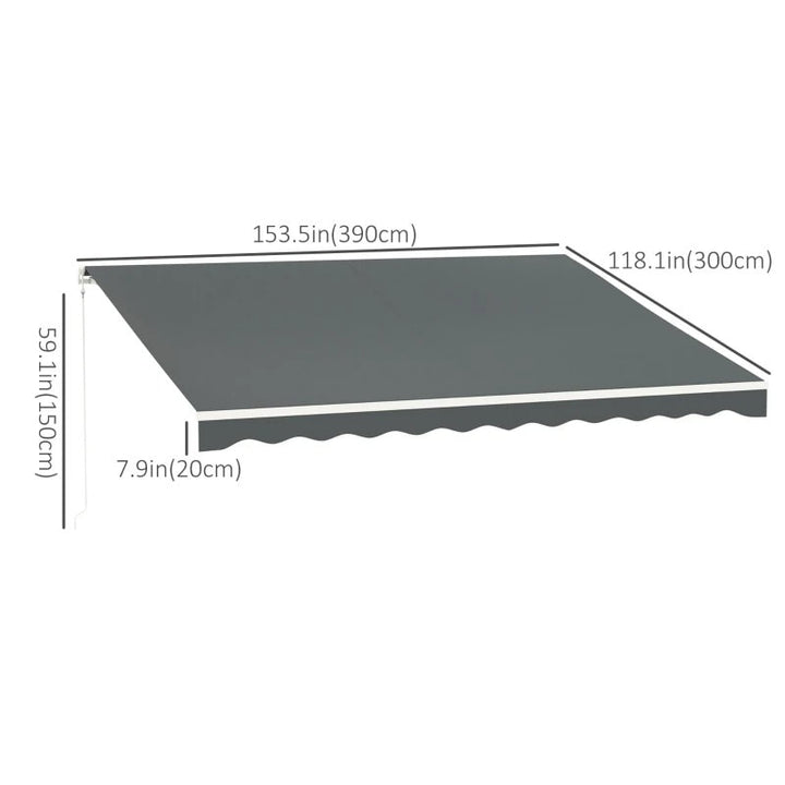 13 x 10 ft Electric Retractable Awning Sun Shade Canopy w Remote, Aluminum for Patio Deck, Grey
