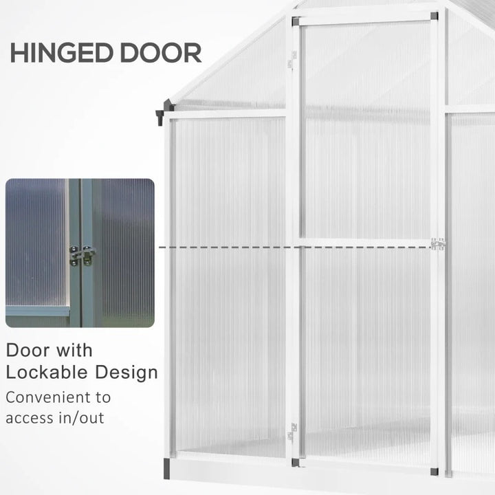 8' x 6.25’ x 6.4' Walk-In Hard-Sided PC Aluminum Cold Frame Greenhouse for Outdoor Garden Plant