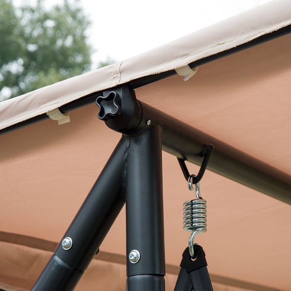 2-in-1 Outdoor 3-Seater Swing / Bed w/ Tilting Canopy for Patio Backyard Garden Deck - Beige