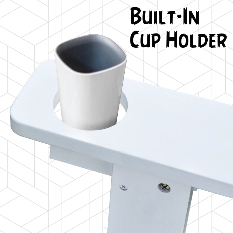 Fir Wood Muskoka Adirondack Lounge Chair Outdoor Garden Deck Patio Lounger w Cup Holder, White