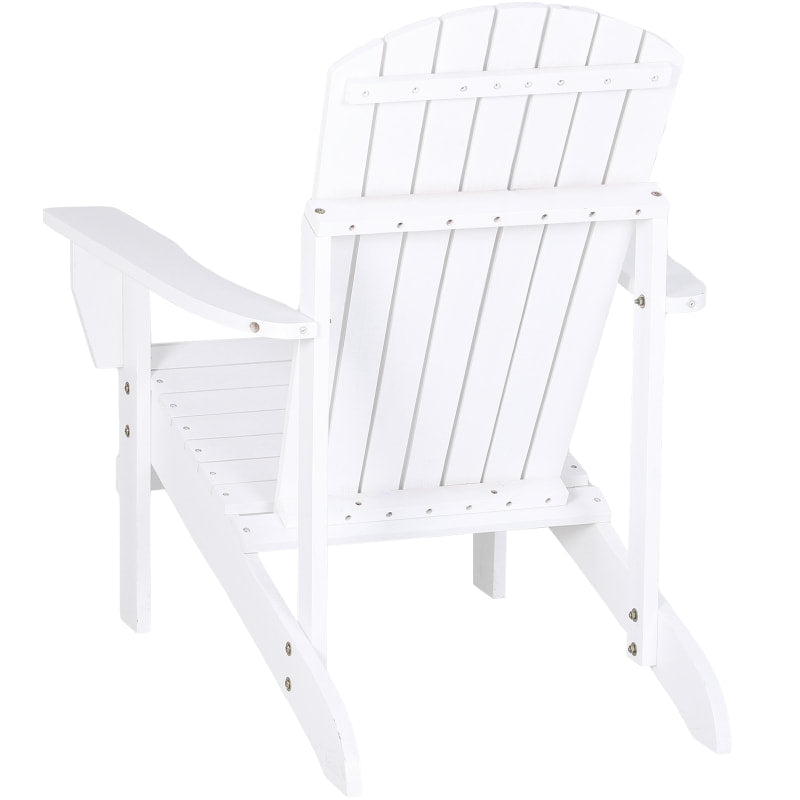 Fir Wood Muskoka Adirondack Lounge Chair Outdoor Garden Deck Patio Lounger w Cup Holder, White