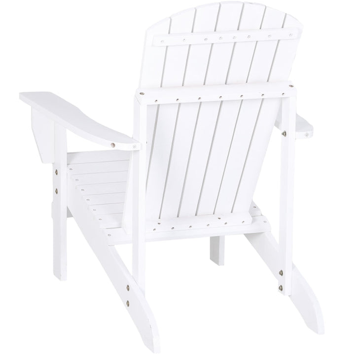 Fir Wood Muskoka Adirondack Lounge Chair Outdoor Garden Deck Patio Lounger w Cup Holder, White