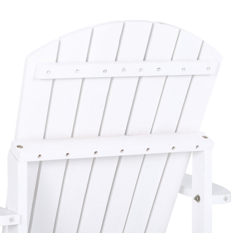 Fir Wood Muskoka Adirondack Lounge Chair Outdoor Garden Deck Patio Lounger w Cup Holder, White