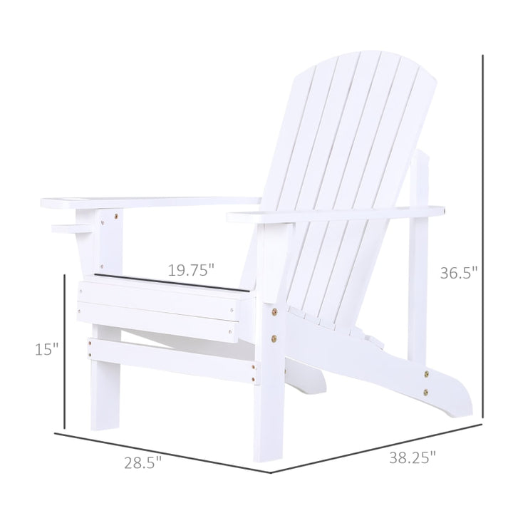 Fir Wood Muskoka Adirondack Lounge Chair Outdoor Garden Deck Patio Lounger w Cup Holder, White